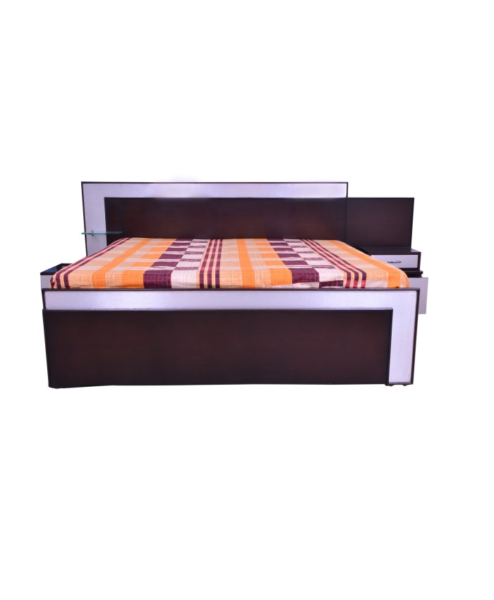 Espresso Double Bed With Storage Boxes And End Silver Design